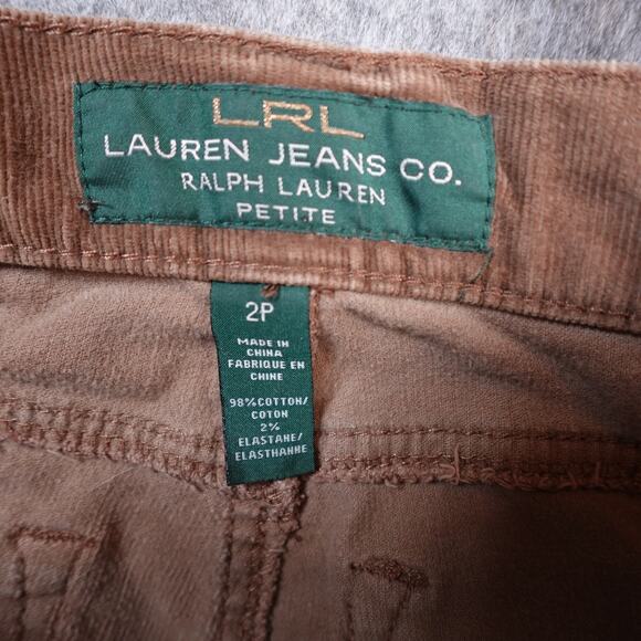 Ralph Lauren Pants Womens 2 Petite Corduroy Classic Straight Brown Mid Rise - Picture 6 of 10